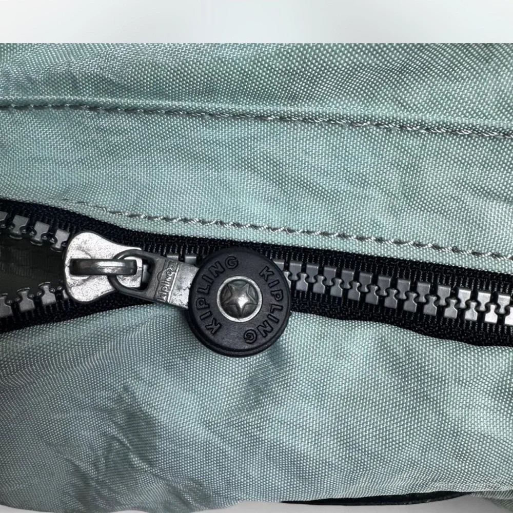 Kipling Mint Green/light blue  Duffel Bag with Black Zipper - Picture 3 of 8